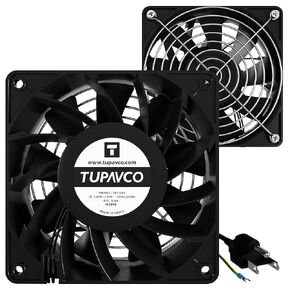 Network Cabinet Fan (Dual 2pc Kit) Server Rack Cooling (Rackmount Muffin Extra Strong Fans Pair 120mm 4in) Steel Frame Ventilation with 110V AC/Ground Cable - Tupavco TP1510