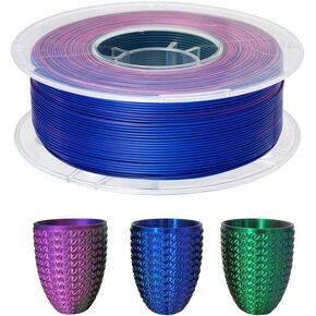 CC3D Silk Tri Color Filament Silk Red/Blue/Green PLA Filament 1.75mm 1KG 3D Printer Filament Triple Color Coextrusion Shiny Metallic Filament Printing Material Red Blue Green PLA Tricolor Filament