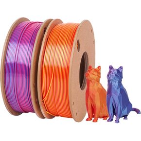 Dual Color 3D Printer Filament Bundle, PLA 1.75mm Silk Shiny 3D Printing Filament Multicolor,Dimensional Accuracy +/-0.03mm Fit Most FDM Printer 250gX2 Spools Filament for 3D Printer. in Kuwait