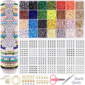 Pubiseed 7000pcs Clay Beads Bracelet Making Kit, Friendship Bracelet Kit with A to Z Letter Beads for Bracelets, Earrings Necklace Craft Jewelry Making Kit for Girls Adults
