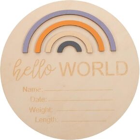 Kisangel Wooden Baby Announcement Sign World Newborn Sign Birth Announcement Sign for Photo Prop Baby Shower Nursery Gift