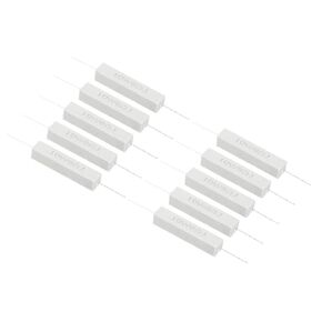 PATIKIL 10Pcs 2 Ohm Resistors, 10W Ceramic Cement Resistor Power Cement Resistor Kit Tolerance 5% for Power Adapters Audio Computer TV Circuit Board