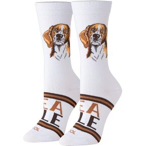 Novelty Crew Dress Sock, Women's, Animals, Dogs and Puppies, Funny Silly Cute
