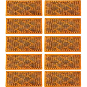 All Star Truck Parts] 10x Amber Class A 80mm x 35mm 3.14" x 1.4" Rectangular Reflector Strong Stick-on 10 Pack for Trailers Trucks Automobiles Mail Boxes Boats SUV's RV's Bike Industrial Applications