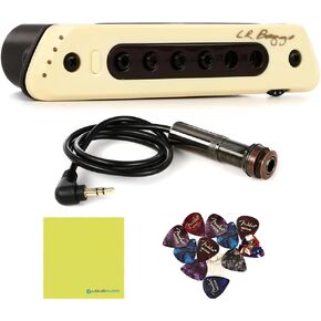 LR Baggs M80 Acoustic Guitar Magnetic Soundhole Pickup Full Range Bundle w/ 12x Fender Picks and Liquid Audio Polishing Cloth