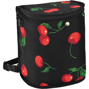 Spill-Proof Car Trash Can | Leakproof Lining | Seat Hanging Auto Garbage Bag with Zipper Lid Pattern of Cherry Car Organizer Storage Bag(6cr7h)