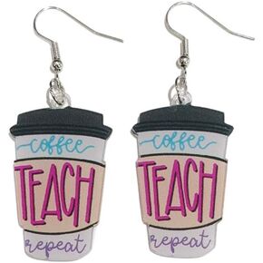 Acrylic Apple Pencil Book Coffee Drop Dangle Earrings Back to School Gifts Teacher's Day Jewelry for Teachers Students First Day of School Appreciation