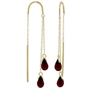 Galaxy Gold GG 14k Solid Gold Threaded Dangle Earrings with Garnets
