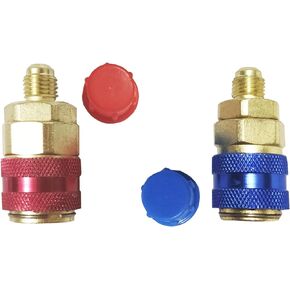 R134a AC Quick Connectors AC Quick Replace Connector Automotive Air Conditioning Quick Coupler Low & High Conversion Adapter Fittings for R134A HVAC AC Manifold Gauge Hose Adapter