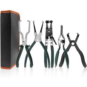 5Pcs Fuel Line Disconnect Pliers tool Set, Hose remover pliers, fuel filter caliper, Hose Pipe Clamp Clip, 80 Degree Disconnect Pliers hose clamp pliers set For Auto Maintenance