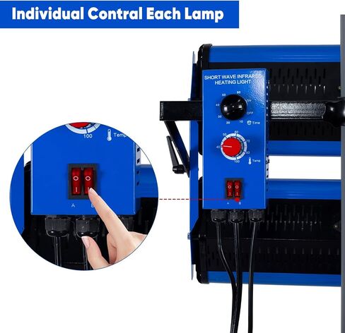 Baking Infrared Paint Curing Lamp, 2100W Short Wave Infrared Paint Drying Lamp, 2 Lamps Individual Control, Car Bodywork Paint Repair Tool with Timer and Bracket, 360° Free Angle in Saudi Arabia
