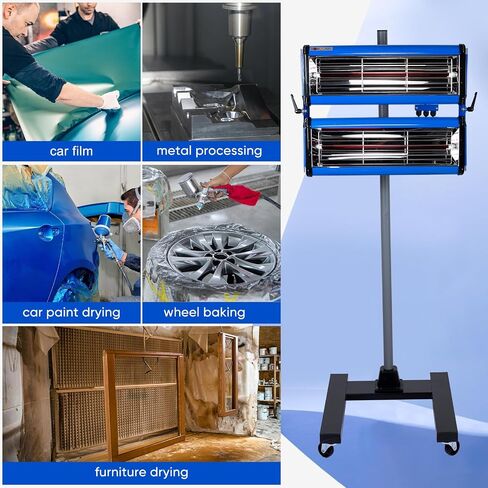Baking Infrared Paint Curing Lamp, 2100W Short Wave Infrared Paint Drying Lamp, 2 Lamps Individual Control, Car Bodywork Paint Repair Tool with Timer and Bracket, 360° Free Angle in Saudi Arabia