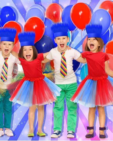 Tarpop 3 Pcs Blue Hairy Costume Headband Troll Hair Headband 3 Tulle Tutu Skirt Crazy Hair Wig for Girls Toddlers Cosplay Party Accessories in Saudi Arabia