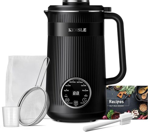 خلاط صانع حليب الجوز 8 في 1، 32 أونصة من اللوز محلي الصنع والشوفان وجوز الهند وفول الصويا والحليب النباتي والمشروبات غير الألبان، ماكينة حليب فول الصويا الأوتوماتيكية مع تأخير البدء/الحفاظ على الدفء/غلي الماء، أسود in Kuwait