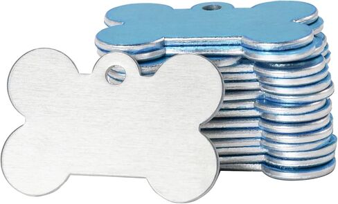 1.5 بوصة * 1 بوصة الألومنيوم ختم الفراغات الكلب العظام العلامات اسم معرف الحيوانات الأليفة مع ثقب واحد 14ga. حواف نهائية وناعمة لصنع مجوهرات سلسلة المفاتيح - عبوة من 30 قطعة in Kuwait