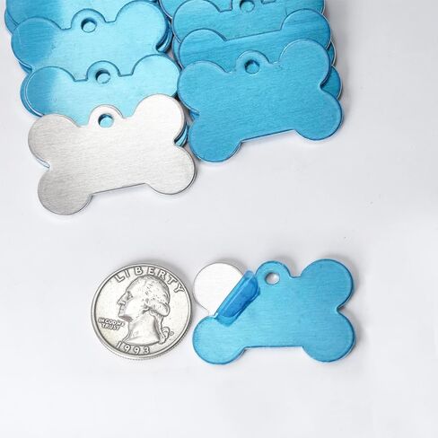 1.5 بوصة * 1 بوصة الألومنيوم ختم الفراغات الكلب العظام العلامات اسم معرف الحيوانات الأليفة مع ثقب واحد 14ga. حواف نهائية وناعمة لصنع مجوهرات سلسلة المفاتيح - عبوة من 30 قطعة in Kuwait