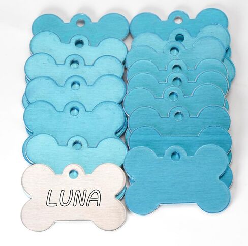 1.5 بوصة * 1 بوصة الألومنيوم ختم الفراغات الكلب العظام العلامات اسم معرف الحيوانات الأليفة مع ثقب واحد 14ga. حواف نهائية وناعمة لصنع مجوهرات سلسلة المفاتيح - عبوة من 30 قطعة in Kuwait