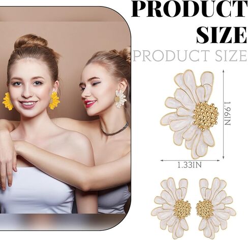 8 Pairs Vintage Flower Earrings Studs Exaggerated Oversized Large Chunky Daisy Flower Earrings Elegant Floral Statement Earrings for Women Girls Jewelry Gifts, 8 Colors in Saudi Arabia