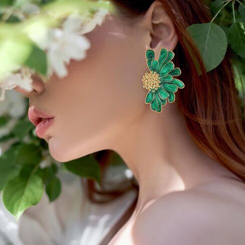 8 Pairs Vintage Flower Earrings Studs Exaggerated Oversized Large Chunky Daisy Flower Earrings Elegant Floral Statement Earrings for Women Girls Jewelry Gifts, 8 Colors in Saudi Arabia