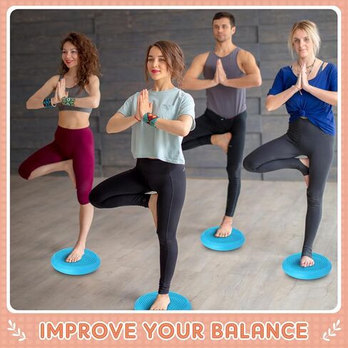6 Pcs Inflated Wobble Cushion Balance Disc for Core Stability Exercise Yoga Stability Disc with Needle Pump Wiggle Seats for Classroom Sensory Balance Cushion for Home Office School Chair in Kuwait