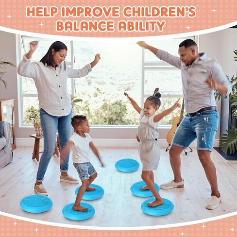 6 Pcs Inflated Wobble Cushion Balance Disc for Core Stability Exercise Yoga Stability Disc with Needle Pump Wiggle Seats for Classroom Sensory Balance Cushion for Home Office School Chair in Kuwait