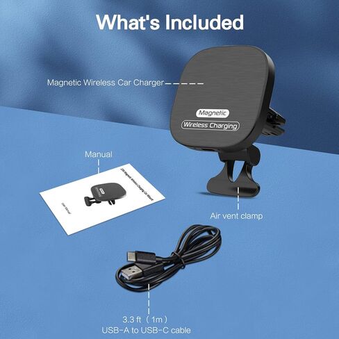 Magnetic Wireless Car Charger, Fast Charging and Strong Stable Air Vent Phone Holder Compatible with Magsafe iPhone 14/13/12 Series Phones Magnetic Car Mount with Double Cooling Holes, Black in Kuwait