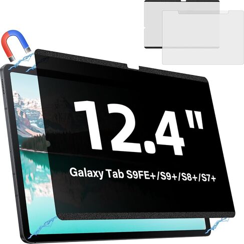 واقي شاشة مغناطيسي للخصوصية لهاتف Samsung Galaxy Tab S9 Plus/Tab S9 FE+ Plus/S7 FE 5G / S8/S7 Plus 12.4 بوصة مرشح مضاد للوهج فيلم شاشة الضوء الأزرق، درع خالٍ من الفقاعات، واقي مقاوم للخدش in Kuwait