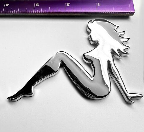 Two Pieces of 3D Premium Chrome Lady Trucker Girl Badges Emblems with Adhesive Backing in Saudi Arabia