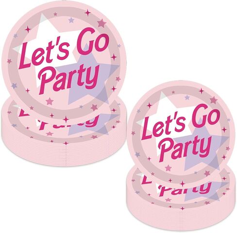 أطباق وردية للحفلات من Let's Go - 40 قطعة من ديكورات حفلات العزوبية الوردية، مستلزمات حفلات أعياد الميلاد السعيدة، أدوات مائدة استحمام الطفل in Kuwait