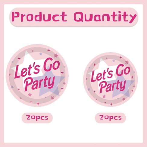 أطباق وردية للحفلات من Let's Go - 40 قطعة من ديكورات حفلات العزوبية الوردية، مستلزمات حفلات أعياد الميلاد السعيدة، أدوات مائدة استحمام الطفل in Kuwait