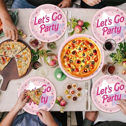 أطباق وردية للحفلات من Let's Go - 40 قطعة من ديكورات حفلات العزوبية الوردية، مستلزمات حفلات أعياد الميلاد السعيدة، أدوات مائدة استحمام الطفل in Kuwait