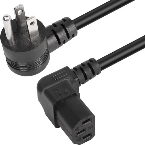 GELRHONR 90 Degrees 3 Prong AC to IEC320 C13 Power Cord,10A 125V Up Angle NEMA 5-15P to C13 Universal Power Cable for Notebook Computers, TV, Monitors-4.9Ft (Black-Down C13) in Saudi Arabia