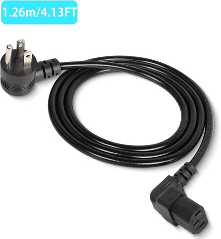 GELRHONR 90 Degrees 3 Prong AC to IEC320 C13 Power Cord,10A 125V Up Angle NEMA 5-15P to C13 Universal Power Cable for Notebook Computers, TV, Monitors-4.9Ft (Black-Down C13) in Saudi Arabia