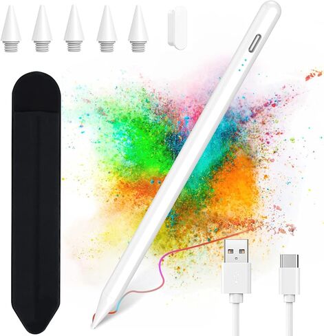 قلم Apple Pencil لجهاز iPad الجيل العاشر، قلم شاشة لجهاز iPad (9/8/7/6) الجيل الرابع، قلم iPad Pro قابل لإعادة الشحن، رفض راحة اليد - حساسية عالية مع 5 أطراف قلم قابلة للاستبدال، لجميع أجهزة iPad في 2018-2022 in Kuwait