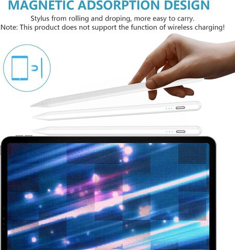 قلم Apple Pencil لجهاز iPad الجيل العاشر، قلم شاشة لجهاز iPad (9/8/7/6) الجيل الرابع، قلم iPad Pro قابل لإعادة الشحن، رفض راحة اليد - حساسية عالية مع 5 أطراف قلم قابلة للاستبدال، لجميع أجهزة iPad في 2018-2022 in Kuwait