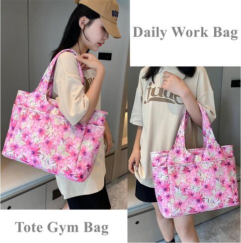 Tote Bag for Women,Large Travel Tote Bags with Zipper Waterproof Beach Bag Multi Pocket Shoulder Bag Work in Saudi Arabia