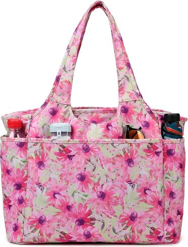 Tote Bag for Women,Large Travel Tote Bags with Zipper Waterproof Beach Bag Multi Pocket Shoulder Bag Work in Saudi Arabia