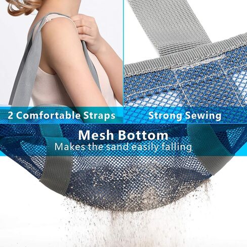 حقيبة شاطئ شبكية F-color وحقيبة شاطئ مقاومة للرمال بجيوب متعددة، أزرق وأزرق in Kuwait