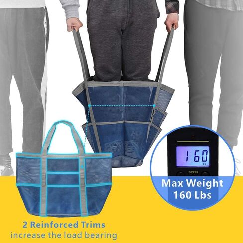 حقيبة شاطئ شبكية F-color وحقيبة شاطئ مقاومة للرمال بجيوب متعددة، أزرق وأزرق in Kuwait