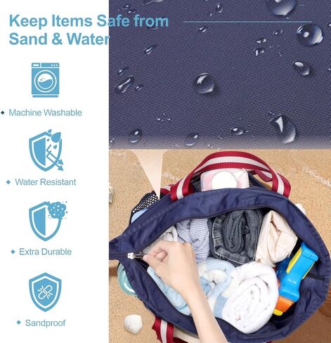 حقيبة شاطئ شبكية F-color وحقيبة شاطئ مقاومة للرمال بجيوب متعددة، أزرق وأزرق in Kuwait