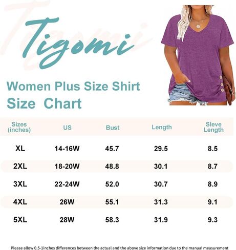 TIYOMI حجم كبير تي شيرت للنساء كم قصير الأساسية عادية الكلاسيكية بلايز الصيف بلوزة XL-5XL 14-28 in Kuwait