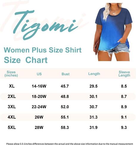 TIYOMI حجم كبير تي شيرت للنساء كم قصير الأساسية عادية الكلاسيكية بلايز الصيف بلوزة XL-5XL 14-28 in Kuwait