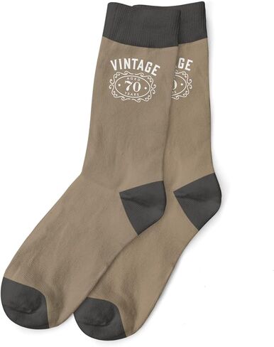 70th Birthday Gift Vintage Novelty Socks Keepsake Bourbon Idea 70 Years Old (Size 7-12) (Black/Grey) in Saudi Arabia