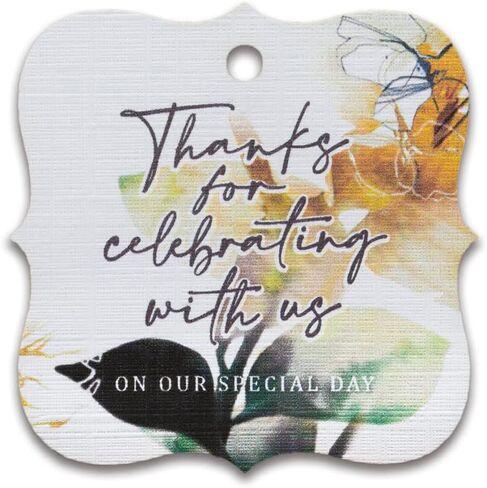 Summer-Ray 50pcs Thank You for Celebrating with Us on Our Special Day Wedding Bridal Shower Favors Gift Tags with Enchanting Leaves (White) in Saudi Arabia