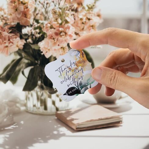 Summer-Ray 50pcs Thank You for Celebrating with Us on Our Special Day Wedding Bridal Shower Favors Gift Tags with Enchanting Leaves (White) in Saudi Arabia