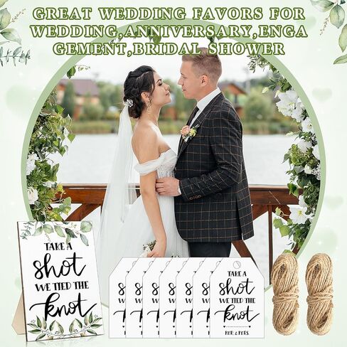 قطعة واحدة من علامة Take a Shot We Tied The Knot Sign مع 100 قطعة من علامة تغليف الهدايا و2 حزم من الحبال لتزيين حفلات الزفاف وحفلات الزفاف in Saudi Arabia