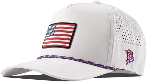 قبعة من الحبال ذات 5 ألواح منحنية من مادة PVC ذات العلامة التجارية Bills Old Glory، تناسب مقاس 7-7 7/8، مشبك خلفي قابل للتعديل in Kuwait