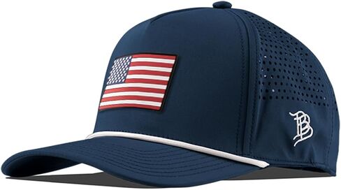 قبعة من الحبال ذات 5 ألواح منحنية من مادة PVC ذات العلامة التجارية Bills Old Glory، تناسب مقاس 7-7 7/8، مشبك خلفي قابل للتعديل in Kuwait