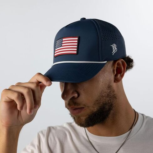 قبعة من الحبال ذات 5 ألواح منحنية من مادة PVC ذات العلامة التجارية Bills Old Glory، تناسب مقاس 7-7 7/8، مشبك خلفي قابل للتعديل in Kuwait