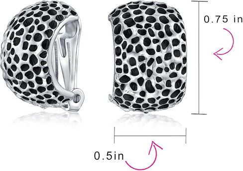أقراط هندسية غير رسمية ذات ملمس مرقط ومطرقة بمشبك مربع للنساء آذان غير مثقوبة مطلية بالذهب والفضة in Saudi Arabia